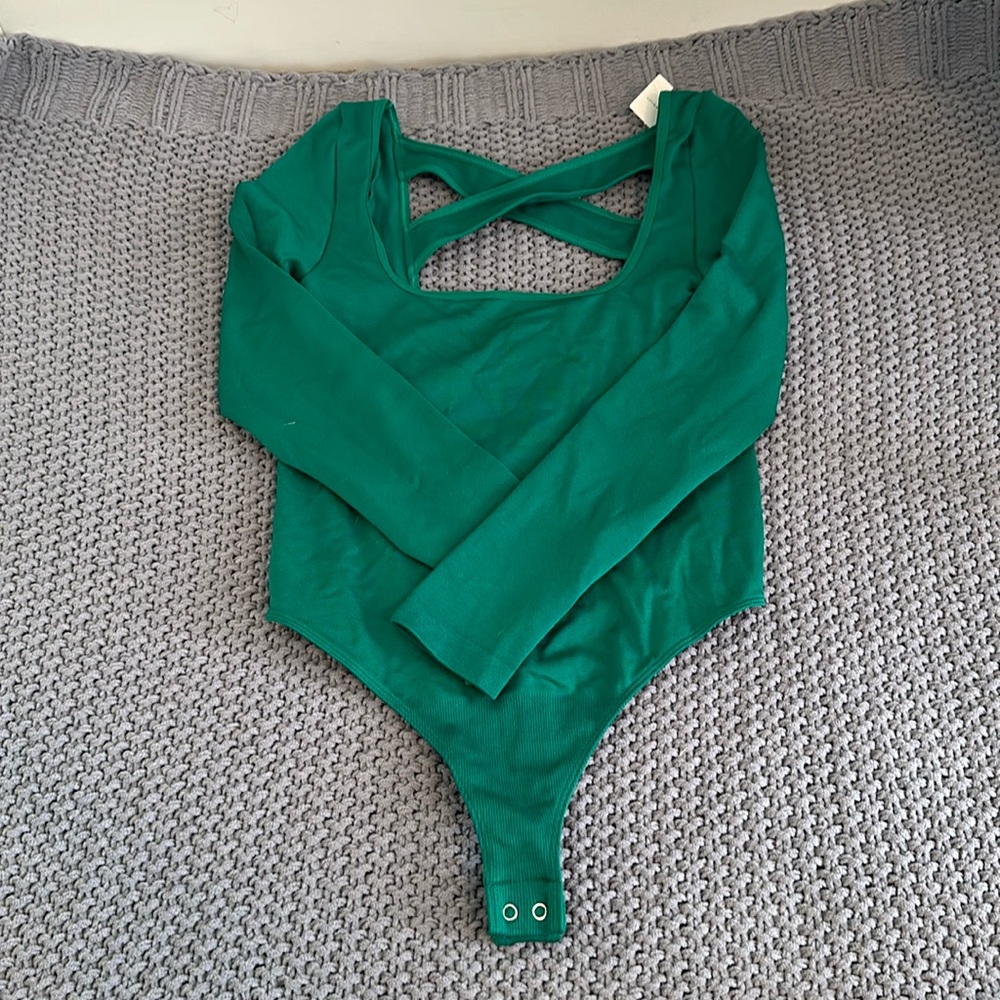 anthropologie bodysuit, green, size s/m woman’s